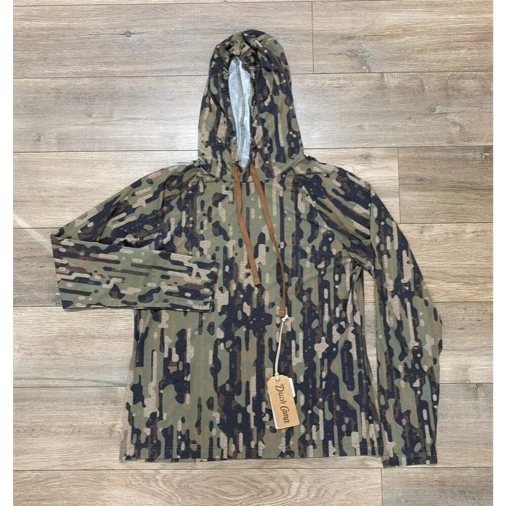 Duck Camp Womens L Lightweight Performance Dri Release Wetland Camo Hoodie